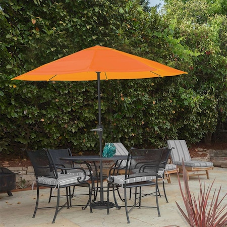Pure Garden 9 ft Round Patio Umbrella with Easy Crank and Vented Canopy, Orange Shade 50-LG1052